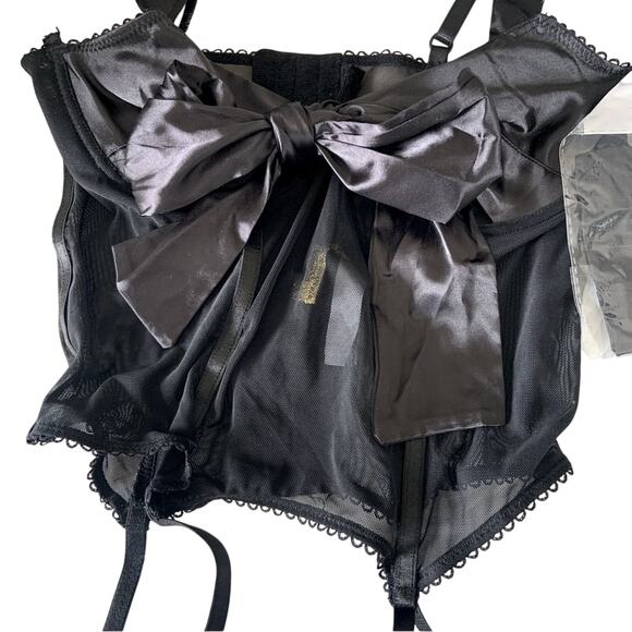 Just Sexy Lingerie Bow Bustier Set with Stockings Small NEW WITH TAGS Retail $87 - Picture 4 of 13